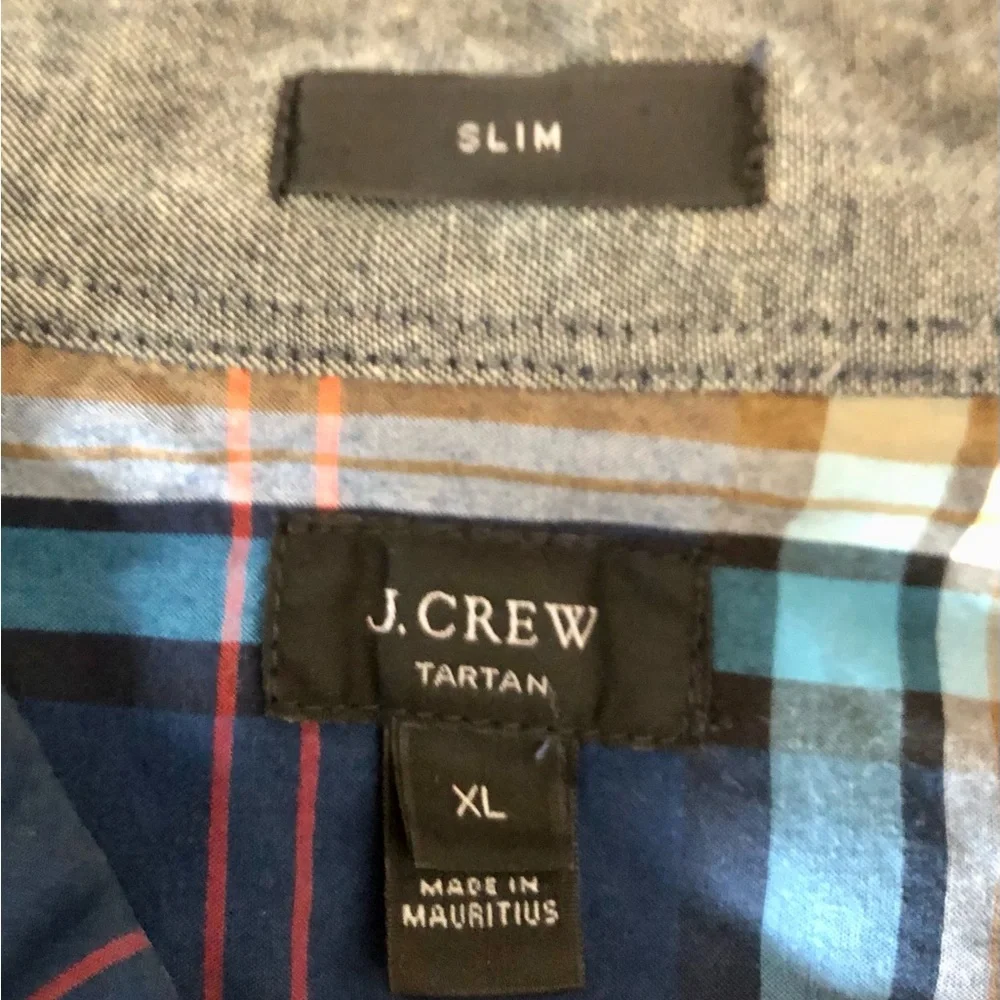 J. Crew Cotton Tartan Plaid Button Down Dress Shirt Slim Fit Size XL